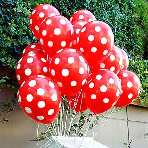 Balloonistics Red 12 Inches Pack of 30 Polka Dot Balloon for Theme Party, Birthday, Anniversary, Baby Shower and Party Decorations - Image 2