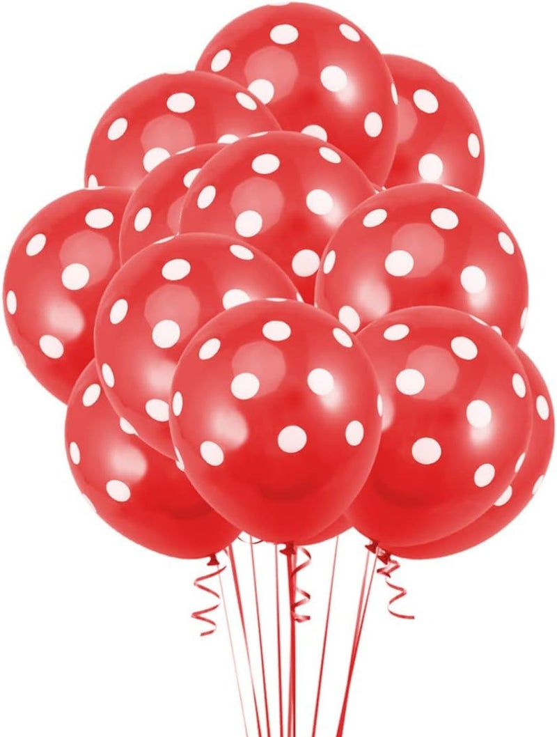 Balloonistics Red 12 Inches Pack of 30 Polka Dot Balloon for Theme Party, Birthday, Anniversary, Baby Shower and Party Decorations - Image 1