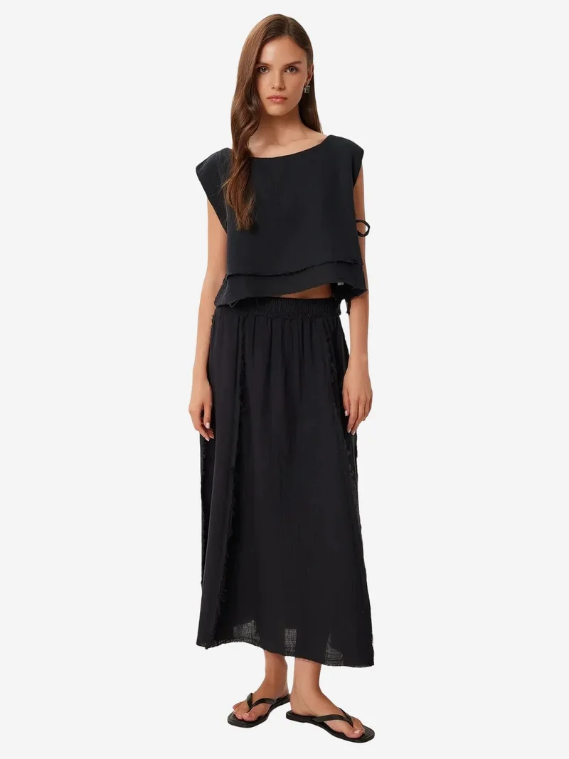 السعادة في إسطنبول ISTANBUL Cotton Sleeveless Blouse and Wide-Leg Skirt Set