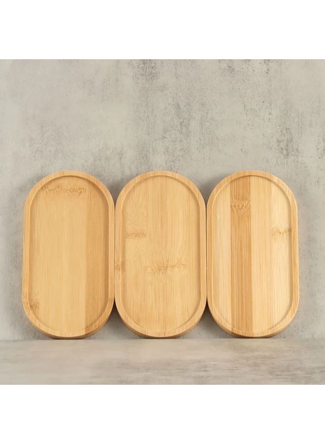 Bamboo Oval Wood Serving Platter Solid Multipurpose Tray 1pc - Image 2