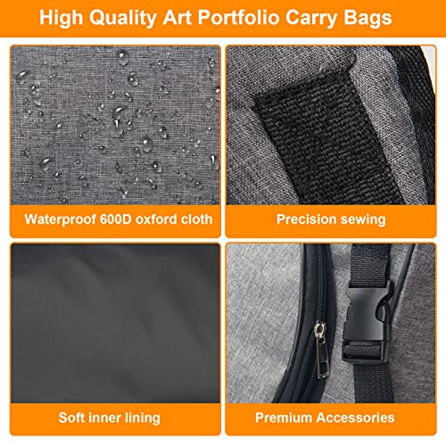 Boyistar Art Portfolio Carry Bag 20" x 26", Canvas Art Portfolio Backpack Traveling Outdoor Drawing Portfolio Case Large Capacity Artist Carrying Bag/Tote Bag for Drawing Board, Screen, Accessories - Image 2