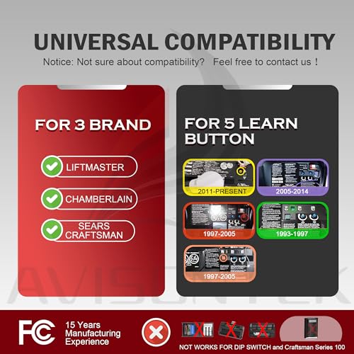 Avisontek 2X 139.30498 41A7633 Universal Sears Craftsman Garage Door Opener Remote【10 Year Warranty】 - Image 2