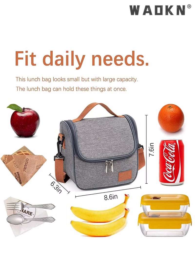 WAOKN Insulated Lunch Bag Cooler Shoulder Thermal Tote Bag Portable Indoor Outdoor Lunch Box Bag,Portable Leakproof Bento Lunch Box Bag with Detachable Should Strap for Work,School,Beach,Picnic,Camping - Image 2
