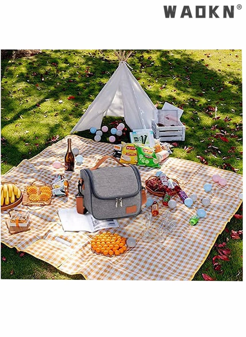 WAOKN Insulated Lunch Bag Cooler Shoulder Thermal Tote Bag Portable Indoor Outdoor Lunch Box Bag,Portable Leakproof Bento Lunch Box Bag with Detachable Should Strap for Work,School,Beach,Picnic,Camping - Image 4