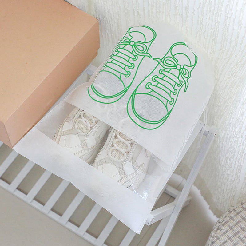 Shoes Storage Bag Moisture-proof Mildew-proof Shoe Bag Portable Dustproof Shoe Bag Shoe Cover Household Travel Sneakers Shoe Bag Cover White (with pattern) 