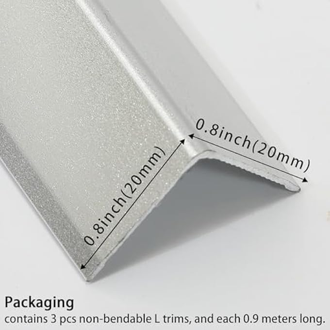 ALUMINUM CORNER GUARDS, PEEL AND STICK L-SHAPED MOLDING TRIM FOR WALL TABLE DOOR FRAME PROTECTION AND DECORATION (MATTE SILVER, 3PCS X 2.9FT X 0.8IN) - Image 3