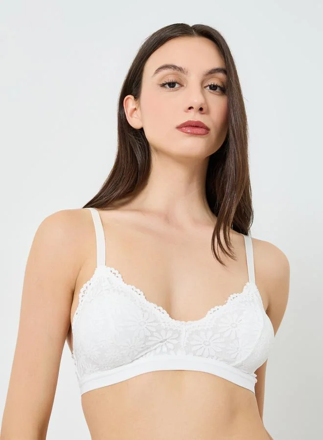 Take Two White Lace Padded Non Wired Bra