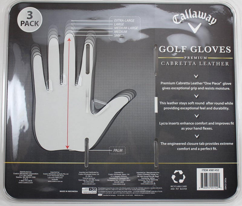 Callaway Golf Gloves 3 Pack Left Hand for Right Handed Golfer Extra Large - Image 4