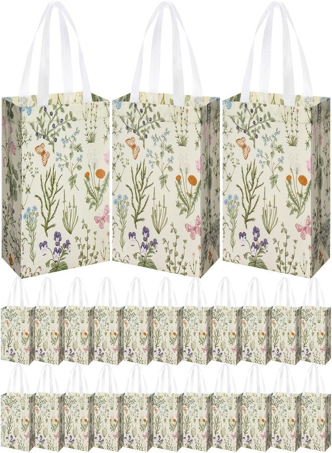 Supervitae 24 Pack Wildflower Theme Gift Bags Medium Goodie Floral Party Favor Bags Vintage Reusable Totes Non Woven Totes for Wedding Birthday Baby Shower Family Holiday Travel(9.8" x 7.9" x 3.9") - Image 1