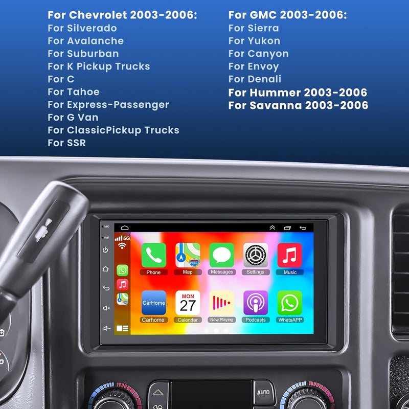 electrosmart 8-core 4G+64G Android 15 Car Radio for 2003-2006 Chevrolet Chevy Silverado Impala Tahoe GMC Sierra Yukon, 7" IPS Touch Screen Car Stereo with GPS, CarPlay/Android Auto, Backup Camera - Image 2