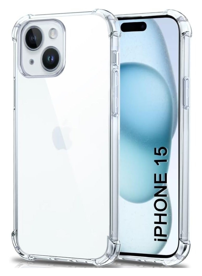 فواتير غطاء حماية لهاتف iPhone 15، حماية عسكرية مقاومة للصدمات، مضاد للخدش، زوايا واقية من الهواء، مقاوم للاصفرار، جراب هاتف شفاف رفيع للغاية، شفاف - Image 1