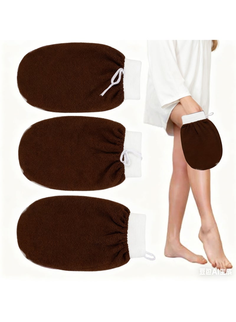 3 Pack Korean exfoliating Glove 100% Viscose Removes Dead Skin Loofah Mitt Bath Scrubbing - Image 1