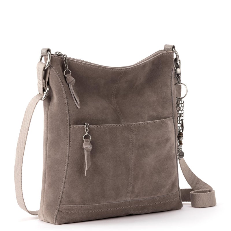 The Sak Lucia Crossbody Bag in Leather, Convertible Purse with Adjustable Strap, Mushroom Suede - Image 3
