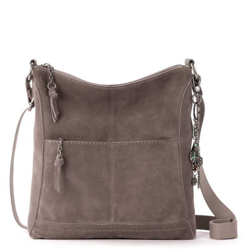 The Sak Lucia Crossbody Bag in Leather, Convertible Purse with Adjustable Strap, Mushroom Suede - Image 1