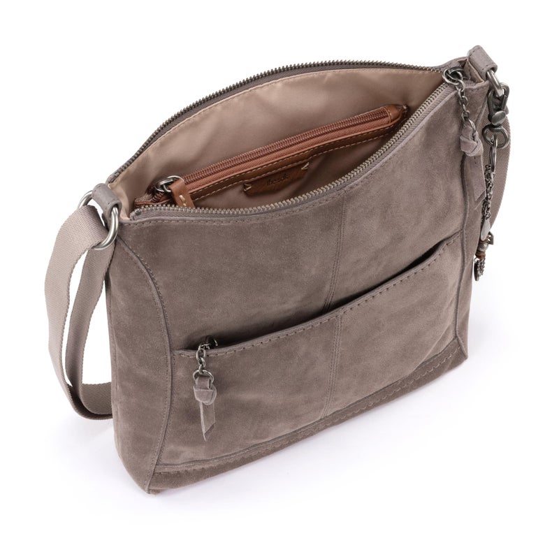 The Sak Lucia Crossbody Bag in Leather, Convertible Purse with Adjustable Strap, Mushroom Suede - Image 4