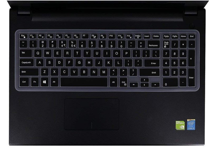Saco Chiclet Keyboard Skin for Dell Inspiron 5547 15.6 inch Laptop (Black/Clear) - Image 5