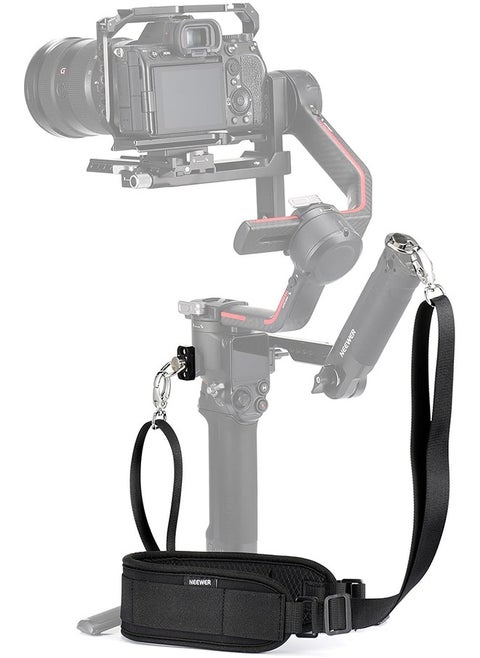 Neewer RS4 RS3 Neck Strap with Two NATO Rails & 1/4" D Rings for DJI RS4 RS4 Pro RS3 Pro RS2 RSC2 Ronin SC Gimbal Stabilizer, 5.9ft/180cm Length Adjustable Weight Reducing Shoulder Strap, GA019