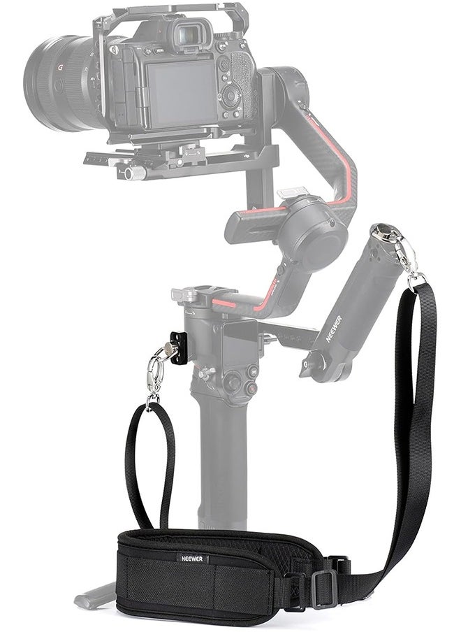 نيوير حزام رقبة Neewer RS4 RS3 مع قضيبين NATO وحلقات D مقاس 1/4 بوصة لمثبت DJI RS4 RS4 Pro RS3 Pro RS2 RSC2 Ronin SC Gimbal، حزام كتف قابل للتعديل لتقليل الوزن بطول 5.9 قدم/180 سم، GA019  - Image 1