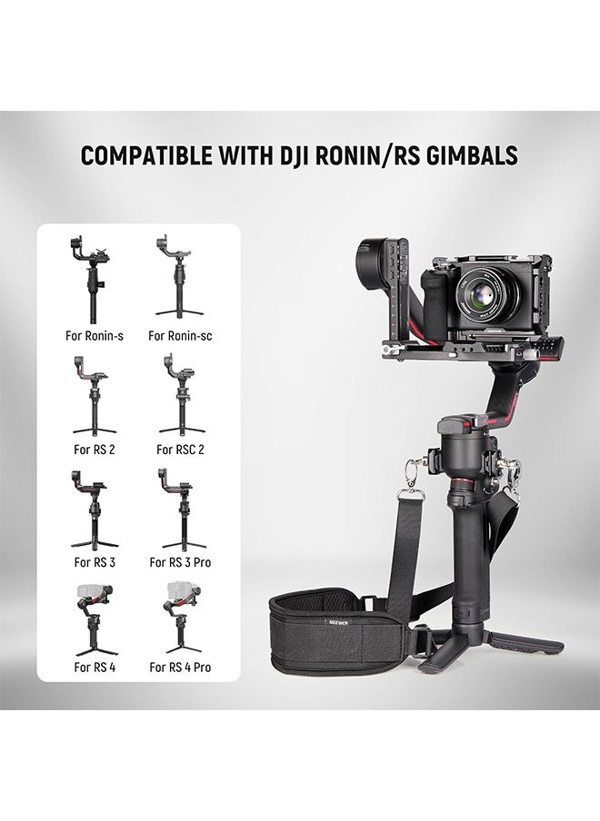 نيوير حزام رقبة Neewer RS4 RS3 مع قضيبين NATO وحلقات D مقاس 1/4 بوصة لمثبت DJI RS4 RS4 Pro RS3 Pro RS2 RSC2 Ronin SC Gimbal، حزام كتف قابل للتعديل لتقليل الوزن بطول 5.9 قدم/180 سم، GA019  - Image 2