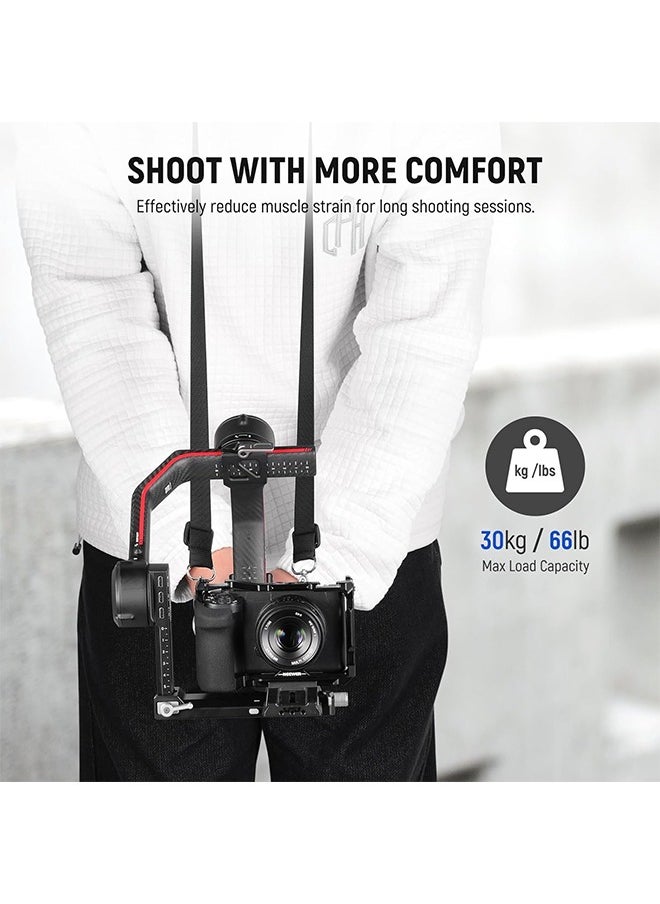 نيوير حزام رقبة Neewer RS4 RS3 مع قضيبين NATO وحلقات D مقاس 1/4 بوصة لمثبت DJI RS4 RS4 Pro RS3 Pro RS2 RSC2 Ronin SC Gimbal، حزام كتف قابل للتعديل لتقليل الوزن بطول 5.9 قدم/180 سم، GA019  - Image 4
