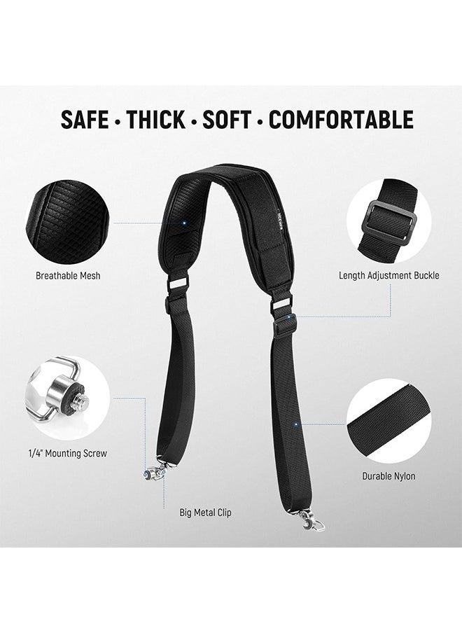 Neewer RS4 RS3 Neck Strap with Two NATO Rails & 1/4" D Rings for DJI RS4 RS4 Pro RS3 Pro RS2 RSC2 Ronin SC Gimbal Stabilizer, 5.9ft/180cm Length Adjustable Weight Reducing Shoulder Strap, GA019