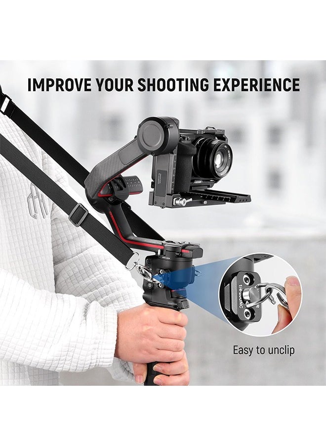 Neewer RS4 RS3 Neck Strap with Two NATO Rails & 1/4" D Rings for DJI RS4 RS4 Pro RS3 Pro RS2 RSC2 Ronin SC Gimbal Stabilizer, 5.9ft/180cm Length Adjustable Weight Reducing Shoulder Strap, GA019