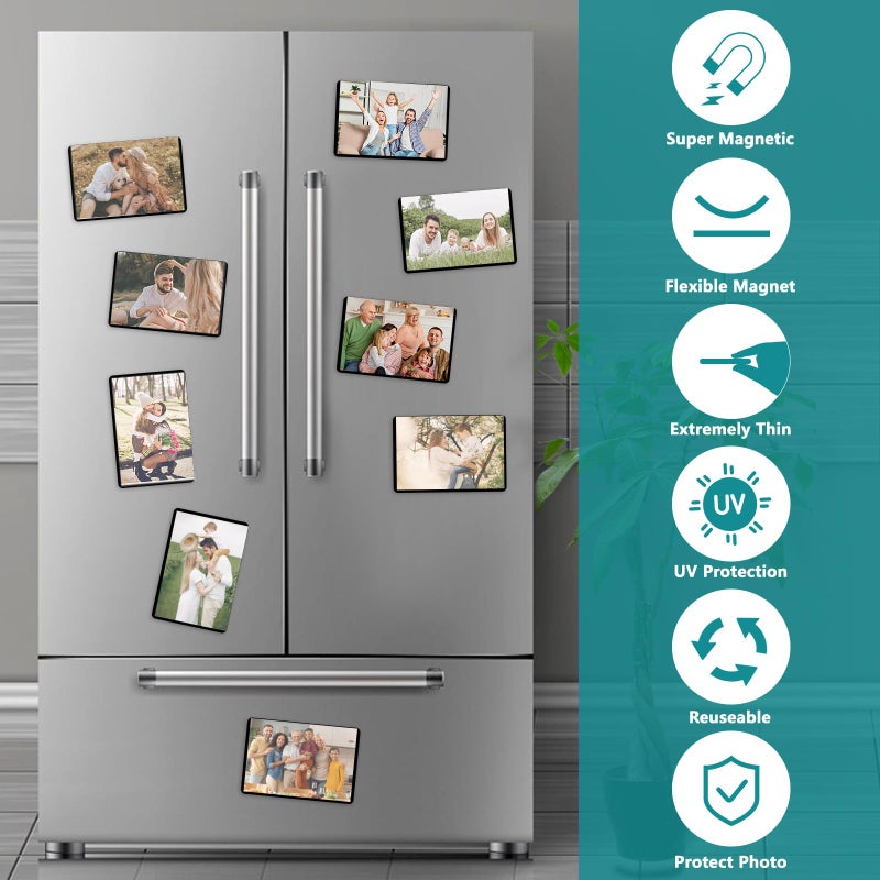 Sloworld Magnetic Picture Frame  30 Pack Magnetic Photo Frames for Refrigerator 4""x6"" Magnetic Frame Reusable  Refrigerator Magnets Picture Frames for Locker/ Whiteboard/ Office Cabinet/ Fridge (Black 30 Pack) - Image 4