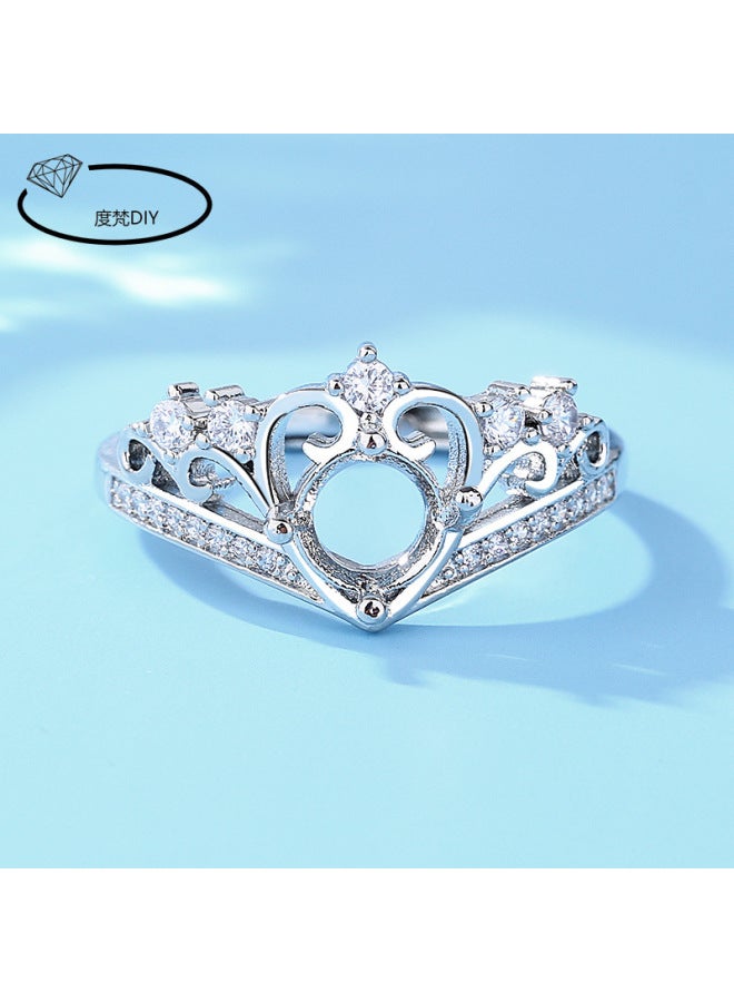 New 925 Silver-plated Ring Holder Diy Inlaid Chinese Diamond Opening Adjustable Ring Empty Holder