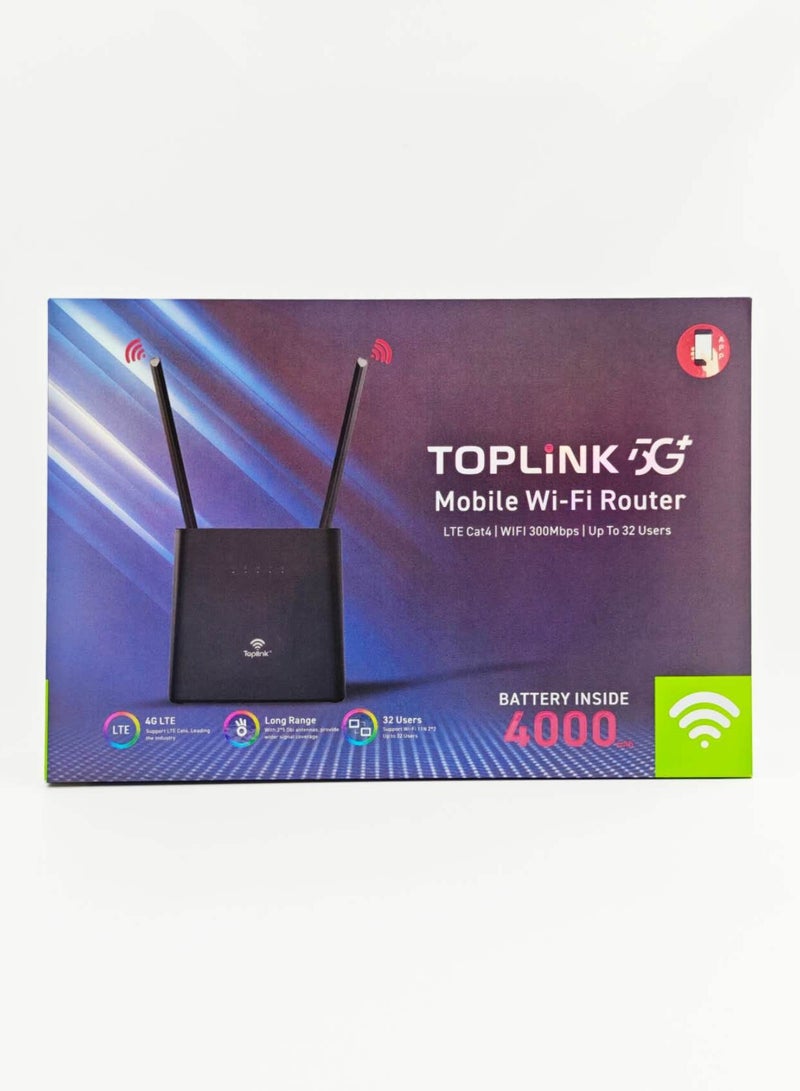 TOPLINK موجه واي فاي متنقل TOPLINK HW303 4G بسرعة 300 ميجابت في الثانية مع بطارية 4000 مللي أمبير ، LTE Cat4 ، يتصل حتى 32 مستخدمًا - Image 3