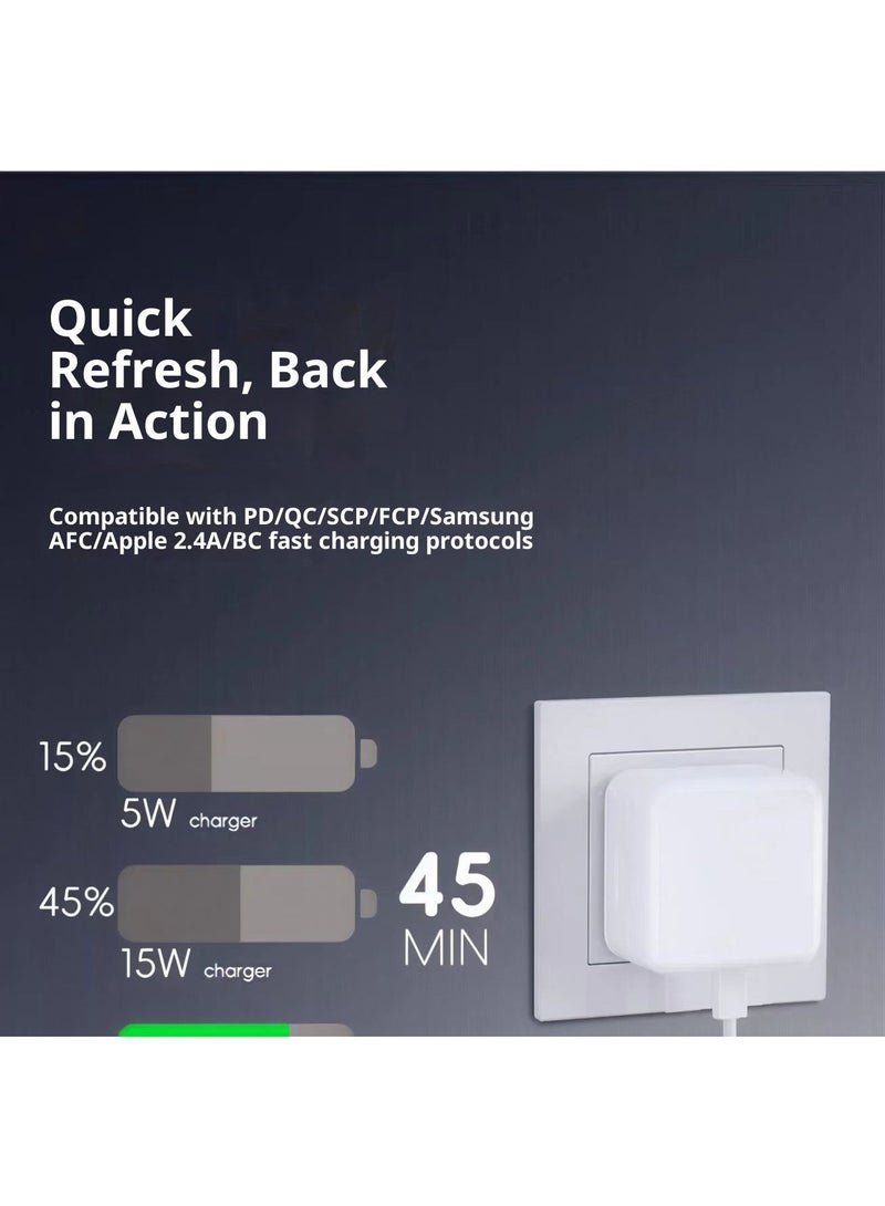 20W PD Fast Charger with 1M USB-C to Lightning Cable, Multi-protocol Charging Adapter for iPhone17/16/15/14/13, iPad, USB-C Devices, Global Voltage and 5 Layers of Security Protection - Image 2