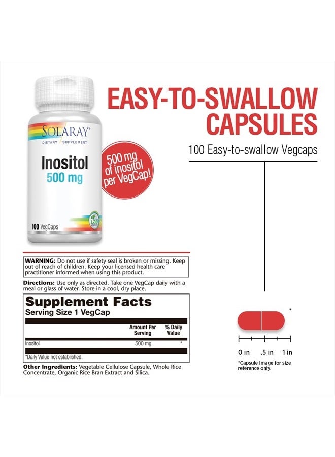 Solaray Inositol Capsules, 500 mg, 100 Count - Image 3