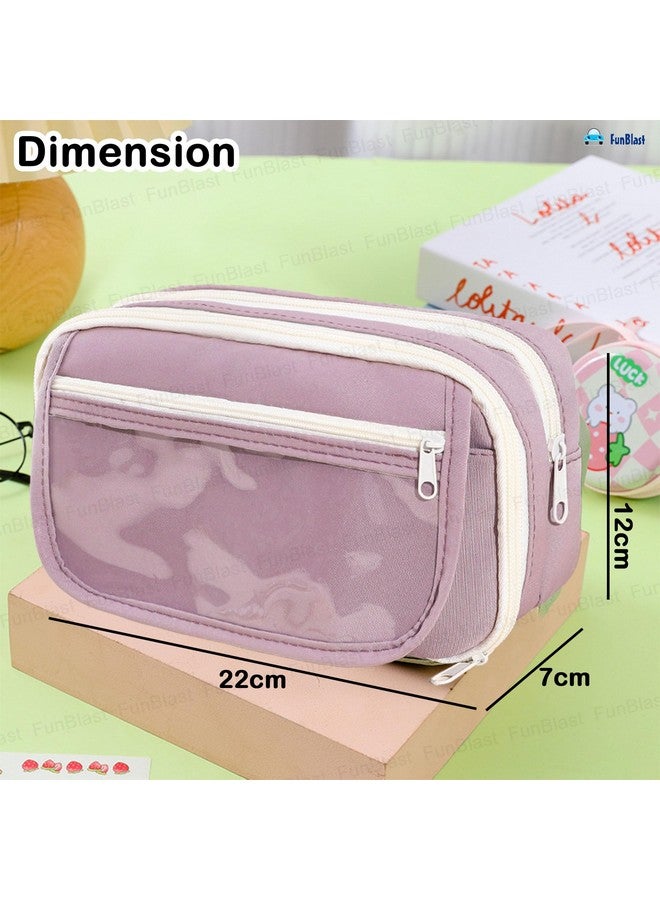 فنبلاست حقيبة أقلام فن بلاست - حقيبة أقلام كاواي، منظم أقلام أنيق، حقيبة متعددة الأغراض بسحاب للأطفال والكبار، حقيبة تنظيم أدوات مكتبية كبيرة السعة (حقيبة - بنفسجي) - Image 2