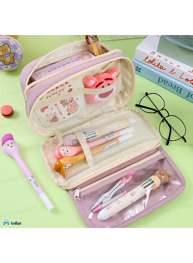 فنبلاست حقيبة أقلام فن بلاست - حقيبة أقلام كاواي، منظم أقلام أنيق، حقيبة متعددة الأغراض بسحاب للأطفال والكبار، حقيبة تنظيم أدوات مكتبية كبيرة السعة (حقيبة - بنفسجي) - Image 4