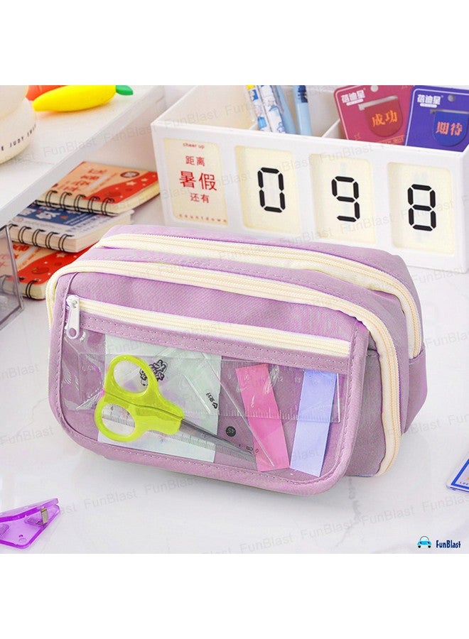 فنبلاست حقيبة أقلام فن بلاست - حقيبة أقلام كاواي، منظم أقلام أنيق، حقيبة متعددة الأغراض بسحاب للأطفال والكبار، حقيبة تنظيم أدوات مكتبية كبيرة السعة (حقيبة - بنفسجي) - Image 5