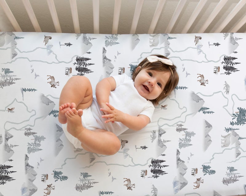 Sorrel + Fern Crib Sheets Neutral - Fitted Baby Crib Sheets Bed for Girl Boy - 2 Pack Standard & Toddler Mattress - Buttery Soft Organic Cotton Blend (Arctic Journey) - Image 3