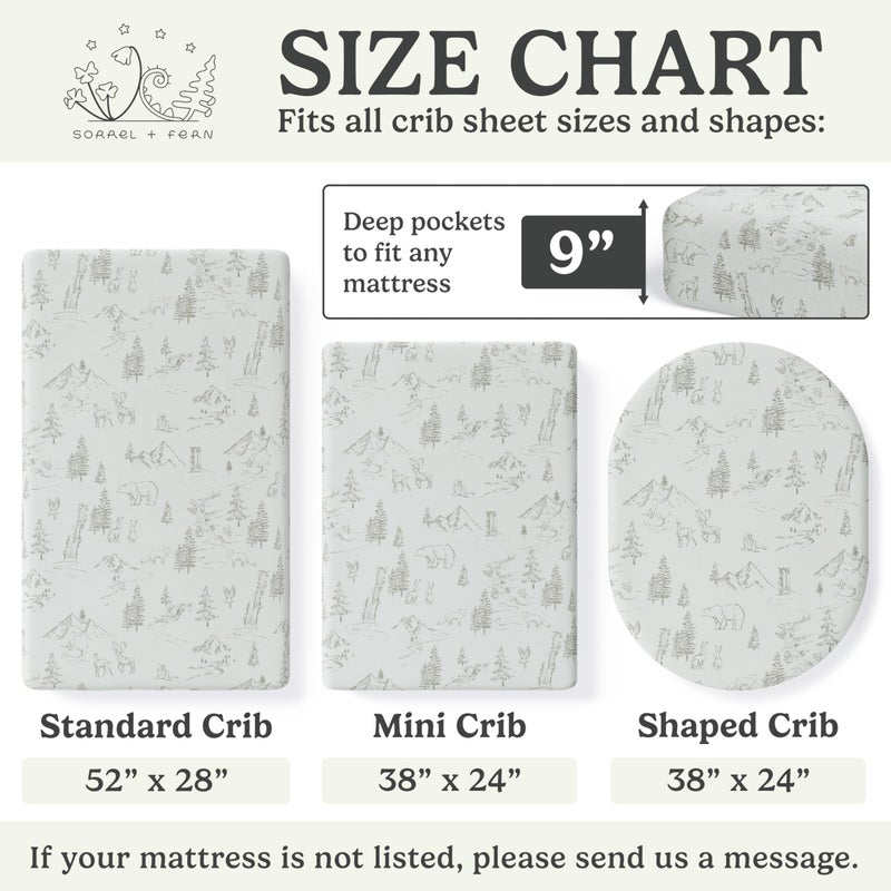Sorrel + Fern Crib Sheets Neutral - Fitted Baby Crib Sheets Bed for Girl Boy - 2 Pack Standard & Toddler Mattress - Buttery Soft Organic Cotton Blend (Arctic Journey) - Image 5