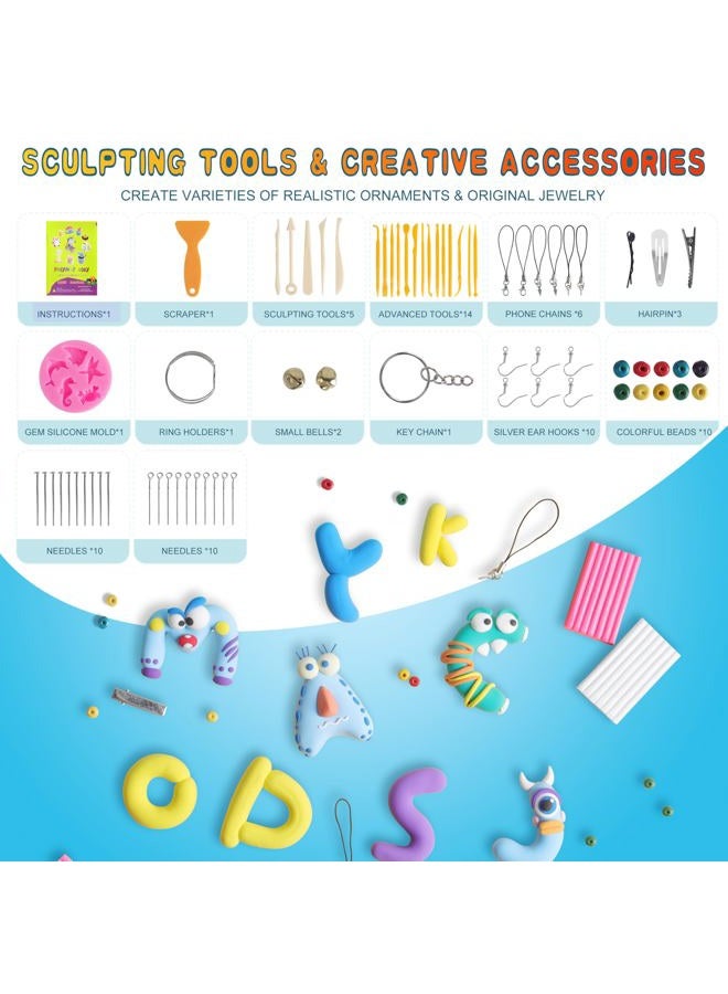 CyAJM Polymer Clay Starter kit, Oven Baked Model Clay, Safe and Non-Toxic DIY Modeling Clay, Sculpting Clay Tools and Accessories,Ideal Gift for Children, Adults and Artists (50 Color) - Image 2