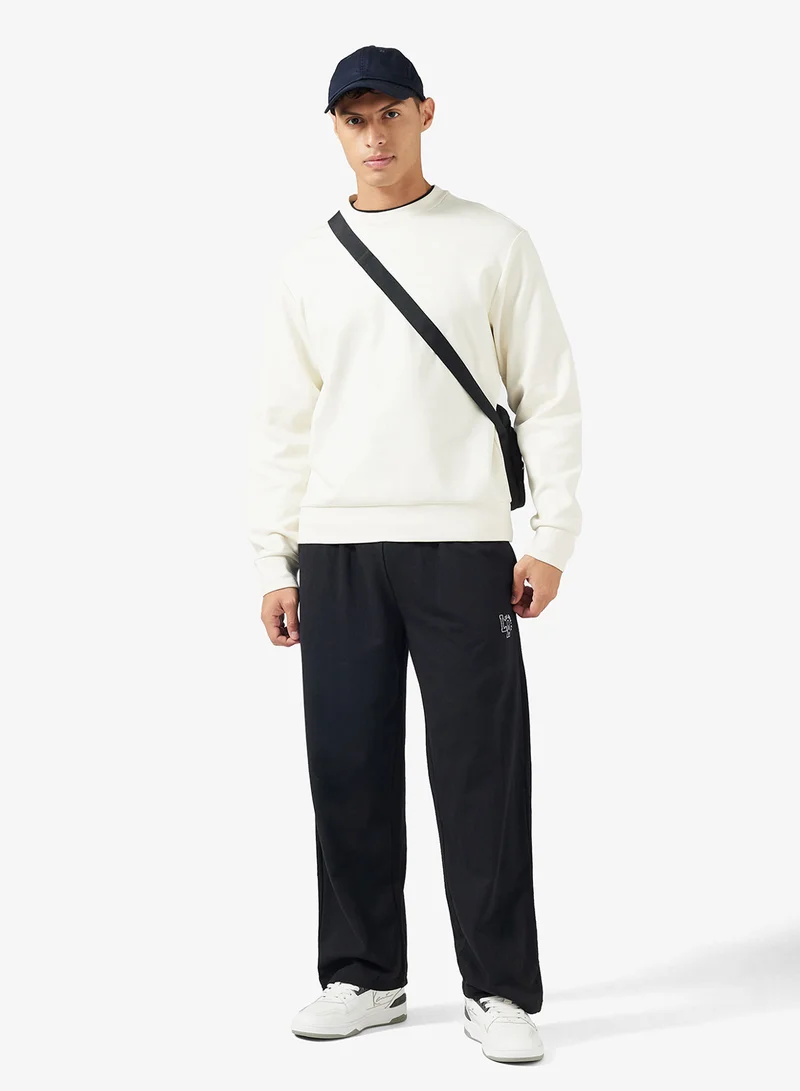 Seventy Five Basics Text Print Open Hem Joggers