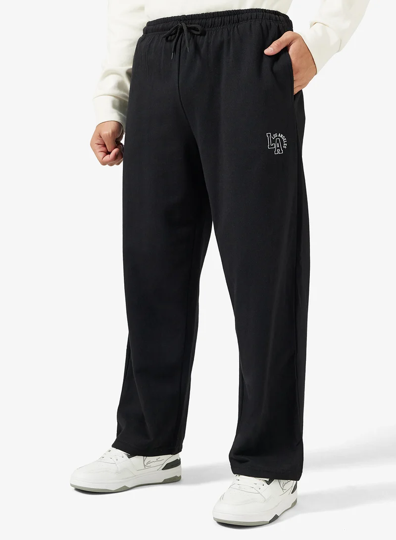 Seventy Five Basics Text Print Open Hem Joggers
