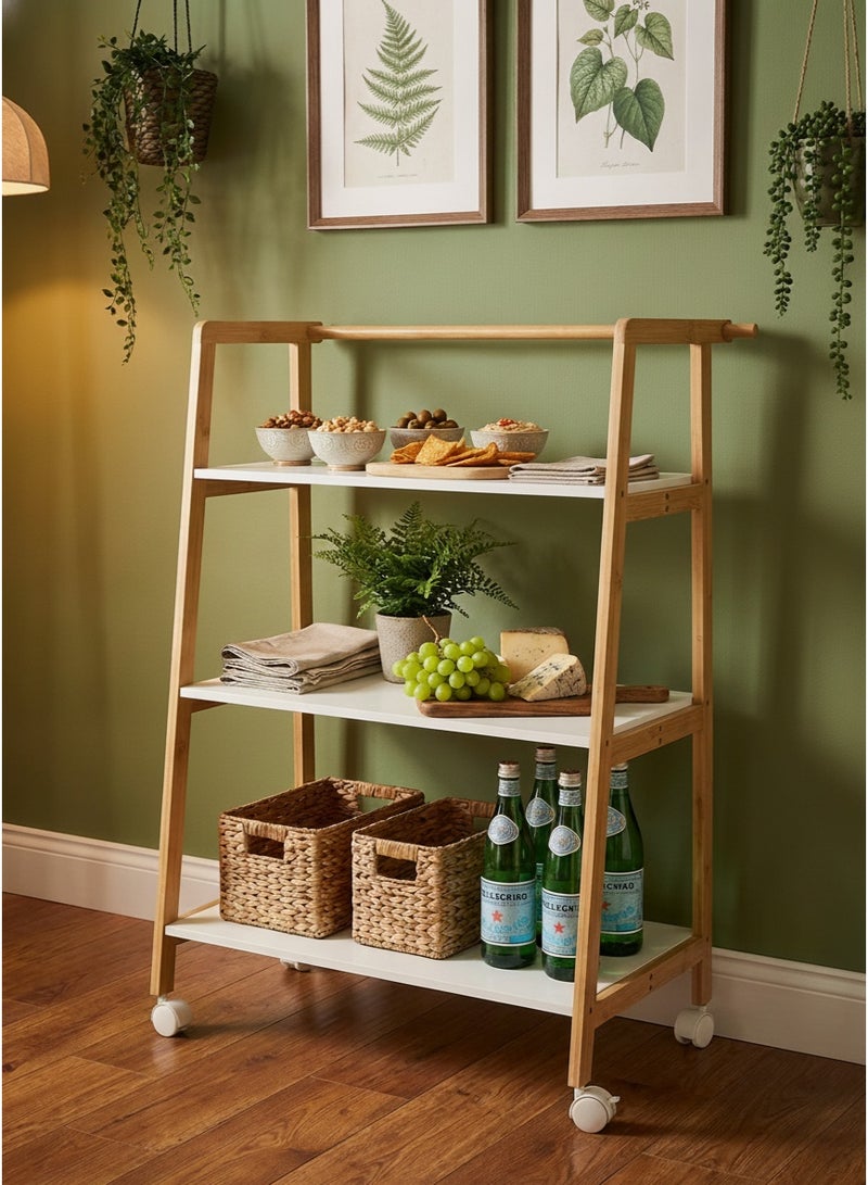 Living 3-Tier Mobile Shelving Unit with Top Handle | Multi-Purpose Utility Storage Trolley | Premium Home and Office Organizer on Wheels - Image 4