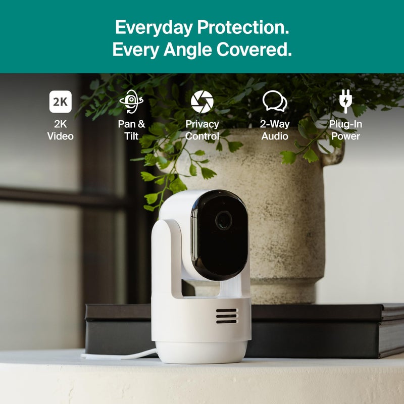 Arlo Essential Indoor Pan Tilt Security Camera 2K (2025 Release) - Wired Plug-in Power, Person Recognition, Animal Detection, Animated Preview, 1-Month Secure Plan, Auto Motion Tracking, 2 Cam, White - Image 4