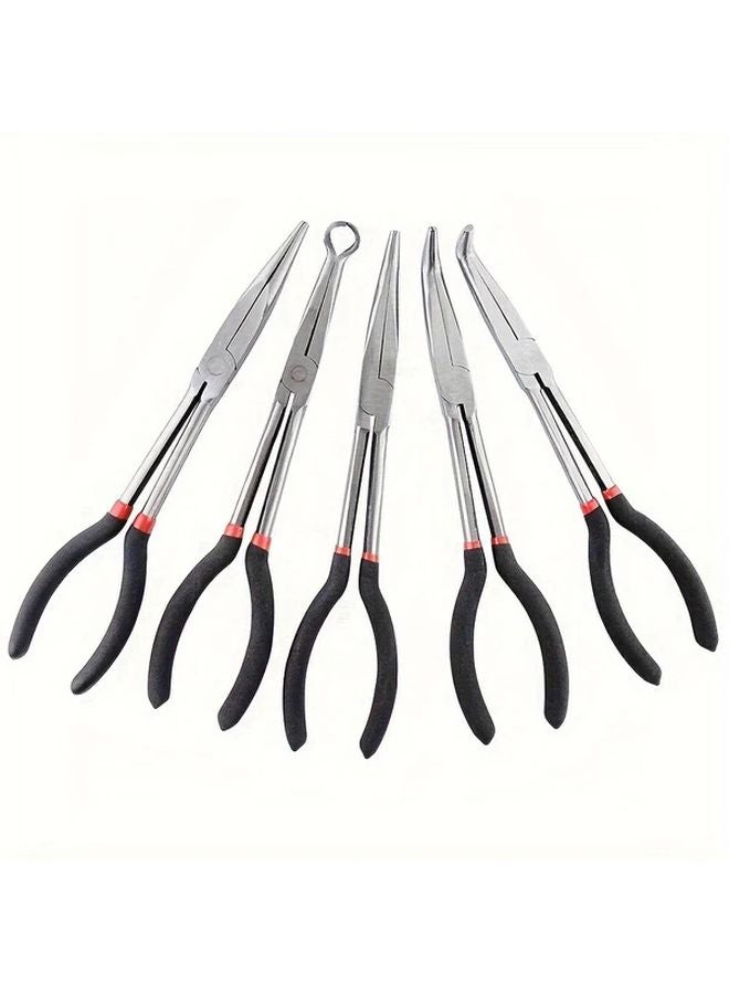 5pcs 11 Inch Long Reach Pliers Set Straight 25 45 90 Degree Angles Rounded Tips - Image 4