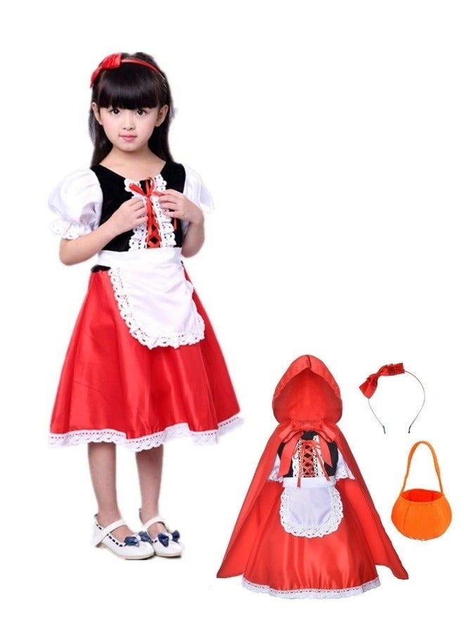 Little Red Riding Hood Costume Dress for Girls Kids Costumes Fairytale Storybook Character Cosplay - Image 1