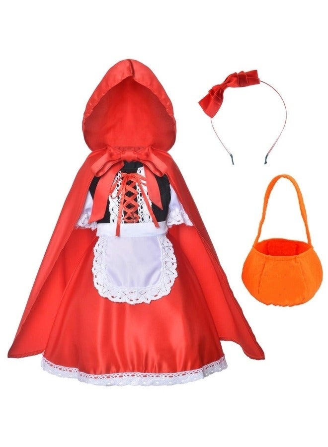 Little Red Riding Hood Costume Dress for Girls Kids Costumes Fairytale Storybook Character Cosplay - Image 2