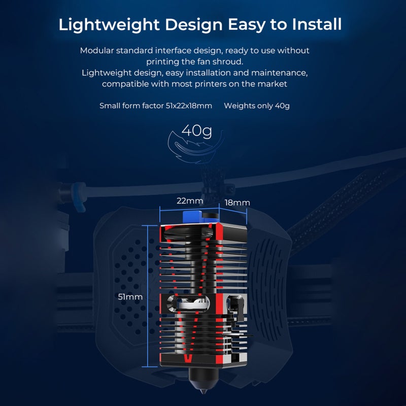 3D Printer Hotend: High Thermal Conductivity, Bi-metal Heat Break, Enhanced Strength - 30% Larger Heat Sink, Hardened Steel Nozzle for Ender 3, Ender 3 Pro 3D Printer High Temperature Printing - Image 5