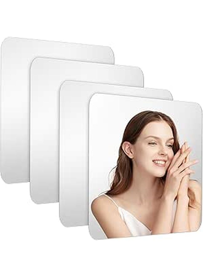 Flexible Self Adhesive Acrylic Mirror Tiles 4 Pack 11 81 X 11 81 Inch For Wall Door Wardrobe - Image 1
