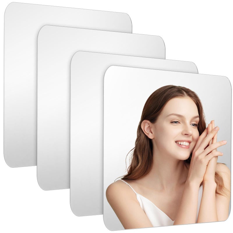 Flexible Self Adhesive Acrylic Mirror Tiles 4 Pack 11 81 X 11 81 Inch For Wall Door Wardrobe - Image 2