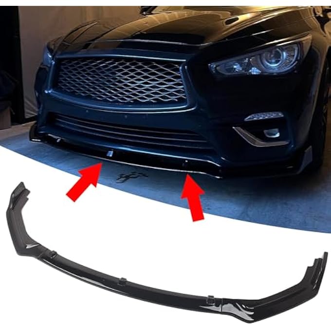 FINMOKAL ABS Glossy Black Front Bumper Lip Splitter Air Dam Chin Spoiler Compatible with Infiniti Q50 Base Models only 2018-2023 - Image 1