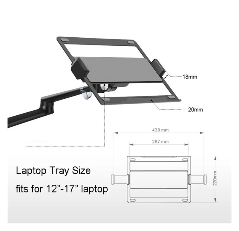 Black Aluminum Alloy Laptop Tray Adjustable 12 To 17 Inch Stand - Image 3