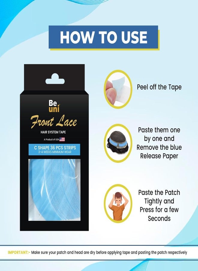 Beuni Front Lace No Shine Wig Tape - Strong Hold Wig Tape Strips for Hair Patch - Waterproof, Invisible Finish, Sweatproof Adhesive - 36 Pcs for Men & Women - Image 4